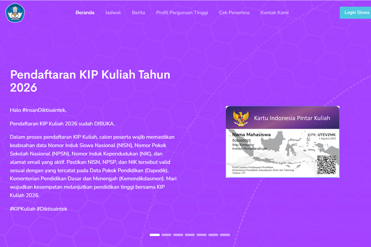 Informasi Terbaru KIP Kuliah Jalur SNBT 2026: Cek Daftar UMP Se-Indonesia