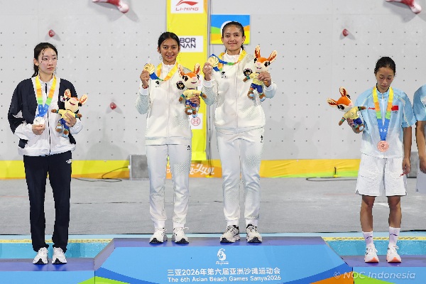 Panjat Tebing Indonesia Raih 1 Emas dan 2 Perak di Asian Beach Games Sanya 2026